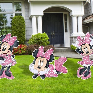 Minnie Pink Water Color,Minnie  Cutouts, Yard Sign, Party Decor, Birthday Party Decor, Personalized, Photo Booth, Minnie Bow cutout