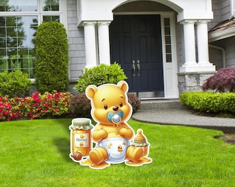 Winnie Pooh Baby Shower Yard Signs Cutouts, Baby Winnie Pooh Birthday Party, Outdoor Decor, Yard Sign,