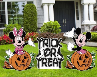Halloween Mickey and Minnie, Pumkin Tric or Treat, Halloween Cutouts, Outdoor Decoration Sign, Yard Sign, Not so Scary Halloween