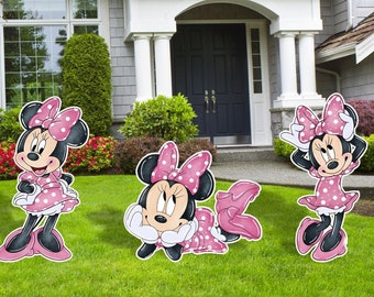 Minnie Pink Water Color, Minnie Party Decor, Cutouts, Yard Sign, Birthday Party Decor, Personalized, Photo Booth, Minnie Bow cutout