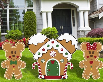 Mickey Ginger Bread Cookies, Ginger Bread House, Christmas Decor, Yard Art, Yard Sign, Outdoor Decoration, Party Decor