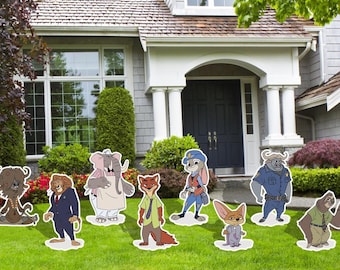 Zootopia Birthday Party Decor, Party decor, Cartoon Cutouts, Party Decor, Zootopia Cutouts, Police Characters Cutouts, Halloween Party Decor