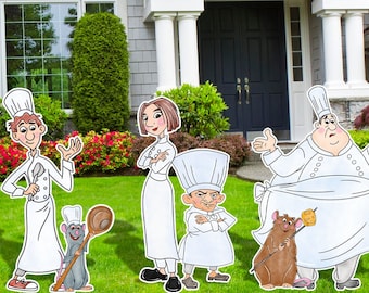Ratatouille Party Decor, Ratatouille Water Color Cutouts, , Ratatouille Birthday Party Decor, Yard Sign, Cheff Party Decor,