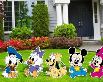 Baby Mickey and Friends, Baby Minnie, Baby Shower, Birthday Party décor, Yard Sign, Mickey Birthday Party Decor, Baby Donald, Baby Pluto,