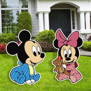 Mickey Baby and Minnie Baby, Baby Shower, Birthday Party décor, Gender Reveal, Yard Sign, Yard Art, 1st Year Decoration