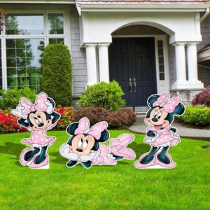 Minnie Light Pink Water Color Cutouts, Minnie Party Decor, Minnie Cutouts, Minnie Yard Sign, Minnie Birthday Party Decor,