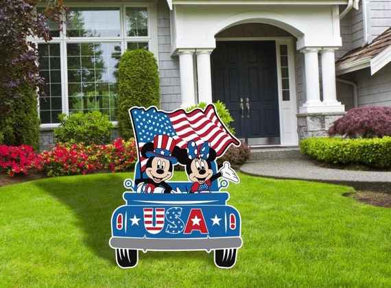 Mickey and Minnie 4th of July Yard Signs Cutouts, Independence Day