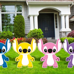 Stitch Colors Set Sign, Party Cutouts sign, Yard Art, Party decor, Birthday Party decor, Welcome Sign, Cartoon Cutouts,
