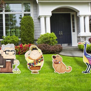 Up Birthday Party Cutouts, Up Flying House, Up Halloween decor, Up Water Color Yard Signs, Cartoon Cutouts, Up Outdoor Decor, Up Cutouts,