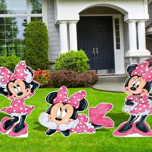 Minnie Pink Water Color, Minnie Party Decor, Cutouts, Yard Sign, Birthday Party Decor, Personalized, Photo Booth, Minnie Bow cutout