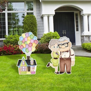 Up Birthday Party Cutouts, Up Flying House, Up Halloween decor, Up Water Color Yard Signs, Cartoon Cutouts, Up Outdoor Decor, Up Cutouts,