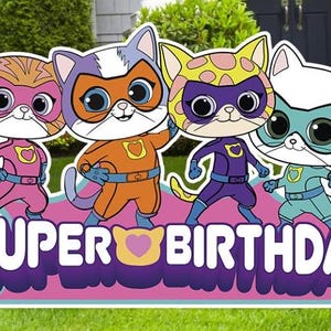 Super Kitties Birthday Party Cutouts, Outdoor Decor Sign, Super Kitties Yard Signs, Super Cats Cutouts, 36" Super Birthday