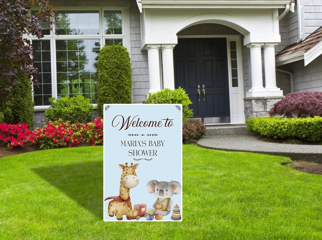 Personalized Baby Shower Sign Yard Art Cute Koala Etsy
