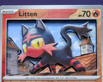 Litten 3D PKMN Card