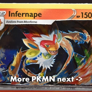 3D PKMN Cards: Infernape, Reshiram, Cinderace, Emboar, Incineroar, Ceruledge