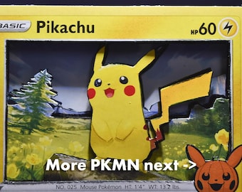 3D PKMN Cards: Pikachu, Cubone, Mewtwo, Houndoom, Murkrow, Darkrai, Hatterene, Shuppet, Banette, Runerigus