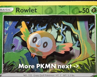 3D PKMN Cards: Rowlet, Grookey, Sprigatito