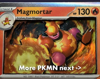 3D PKMN Cards: Magmortar, Centiskorch, Litwick, Lampent, Chandelure, Larvesta, Volcarona, Slugma, Magcargo
