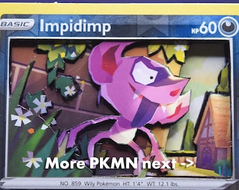 3D PKMN Cards: Impidimp, Golbat, Spiritomb, Nidoqueen, Lokix, Hydreigon, Garbodor, Sandile, Gengar, Zorua