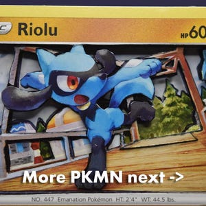 3D PKMN Cards: Riolu, Lucario, Geodude, Golem, Mienfoo