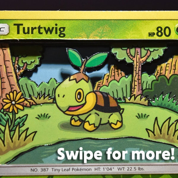 3D Pokemon Cards: Turtwig, Chimchar, Piplup, Snivy, Tepig, Oshawott, Chespin, Fennekin, Froakie