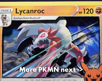 3D PKMN Cards: Lycanroc, Marshadow, Mimikyu, Misdreavus, Mismagius, Umbreon, Greavard, Chandelure