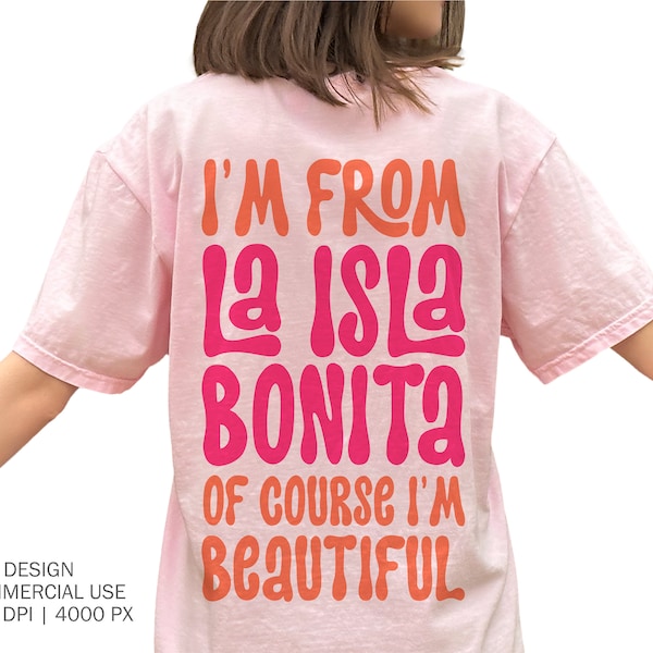 Funny La Isla Bonita T-Shirt Design, Sassy Trendy Groovy Puerto Rico Graphic Tee Shirt Image for Women, Digital Download PNG POD Sublimation