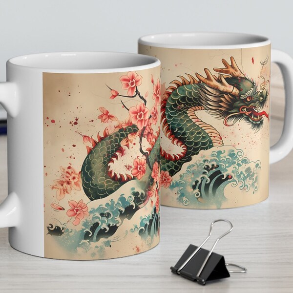 Year of the Dragon 2024 Mug, Chinese Dragon Mug, Lunar New Year Mug, Vintage Dragon Gift, Chinese Zodiac, Asian Dragon Mug, Dragon Gift