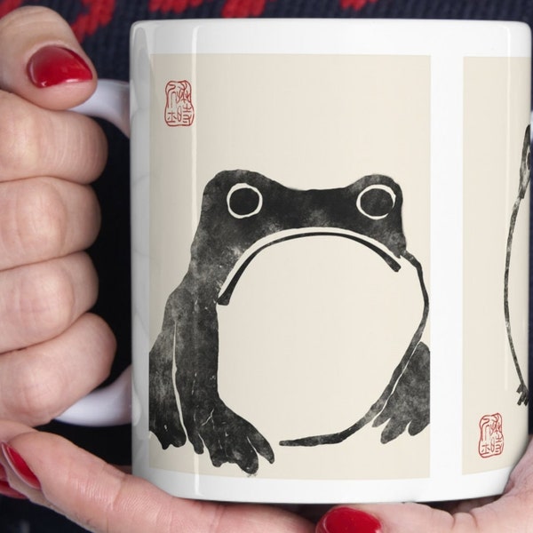 Matsumoto Hoji Mug Frog Mug Cottagecore, Goblincore Cup Sad Frog Grumpy Frog Gift Fine Art, Japanese FrogToad Set of 3 Japanese Art