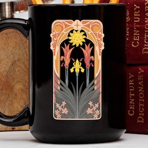 Taza de Tarot Art Nouveau, Diseño de Sol Vintage, Elegante Taza de Café, Regalo Místico, Taza de Té Boho, Decoración de Cocina Única, Regalo Astrológico