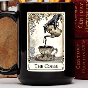 Taza de café de la carta del tarot, taza de la carta del tarot del café, taza de café de la carta del tarot del despertar, taza de la academia oscura, taza de bruja, taza oculta, taza gótica