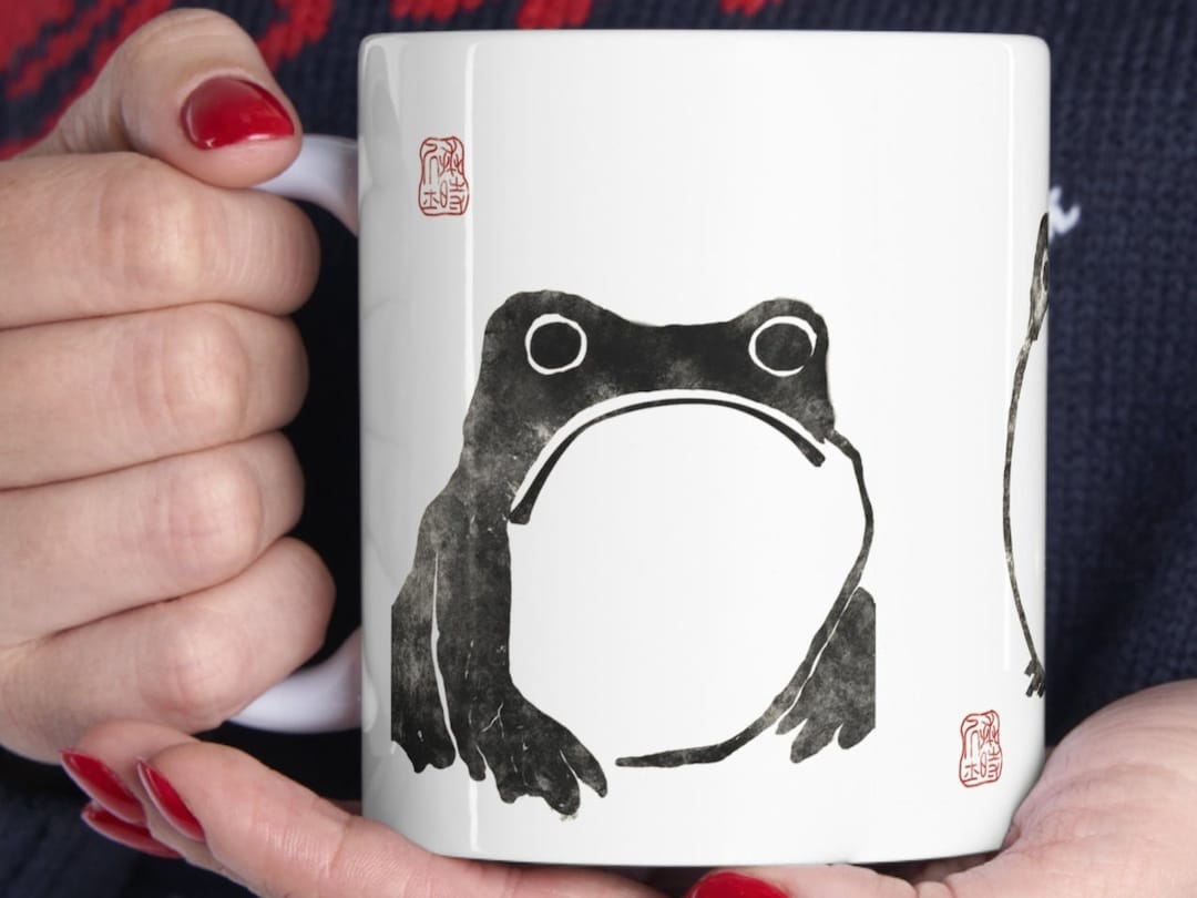 Matsumoto Hoji Mug Frog Mug Cottagecore Mug, Goblincore Cup Sad Frog ...