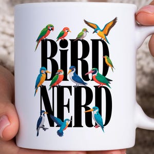 Vogel Nerd Becher, Buntes Vogel Liebhaber Geschenk, Vogel Beobachtung Kaffeetasse, Lustiges Geschenk, Einzigartige Wildtiere Print, Papagei, Eisvogel Becher