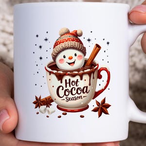 Adorable Snowman Hot Chocolate Mug, Hot Cocoa Gift, Cozy Winter Coffee Cup, hot cocoa season, Cozy Hot Chocolate Lover, Cute Christmas Gift