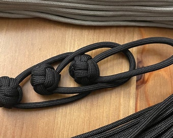 Monkey Fist Paracord Zipper Pulls Mini Knot (set of three) | Custom handmade key fob gift, lanyard, or keychain.