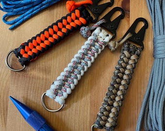 Paracord Keychain - Assorted Colors - Sanctified Weave with Sling Clip Clasp and D Ring