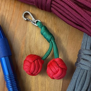 Paracord Monkey Fist Cherry Keychain with Carabiner Clip | Custom Handmade | Keychain for keys, bag, backpack, or purse | Assorted Colors