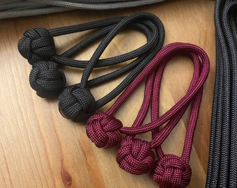 Monkey Fist Zipper Pull Paracord Mini Knot | Pack of 3 or 6 | Custom Handmade | Zipper pull for backpack, bags, jackets, or luggage
