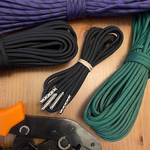 Paracord Shoe Laces | Black | Custom Handmade | Shoe laces or boot laces with metal tip aglet