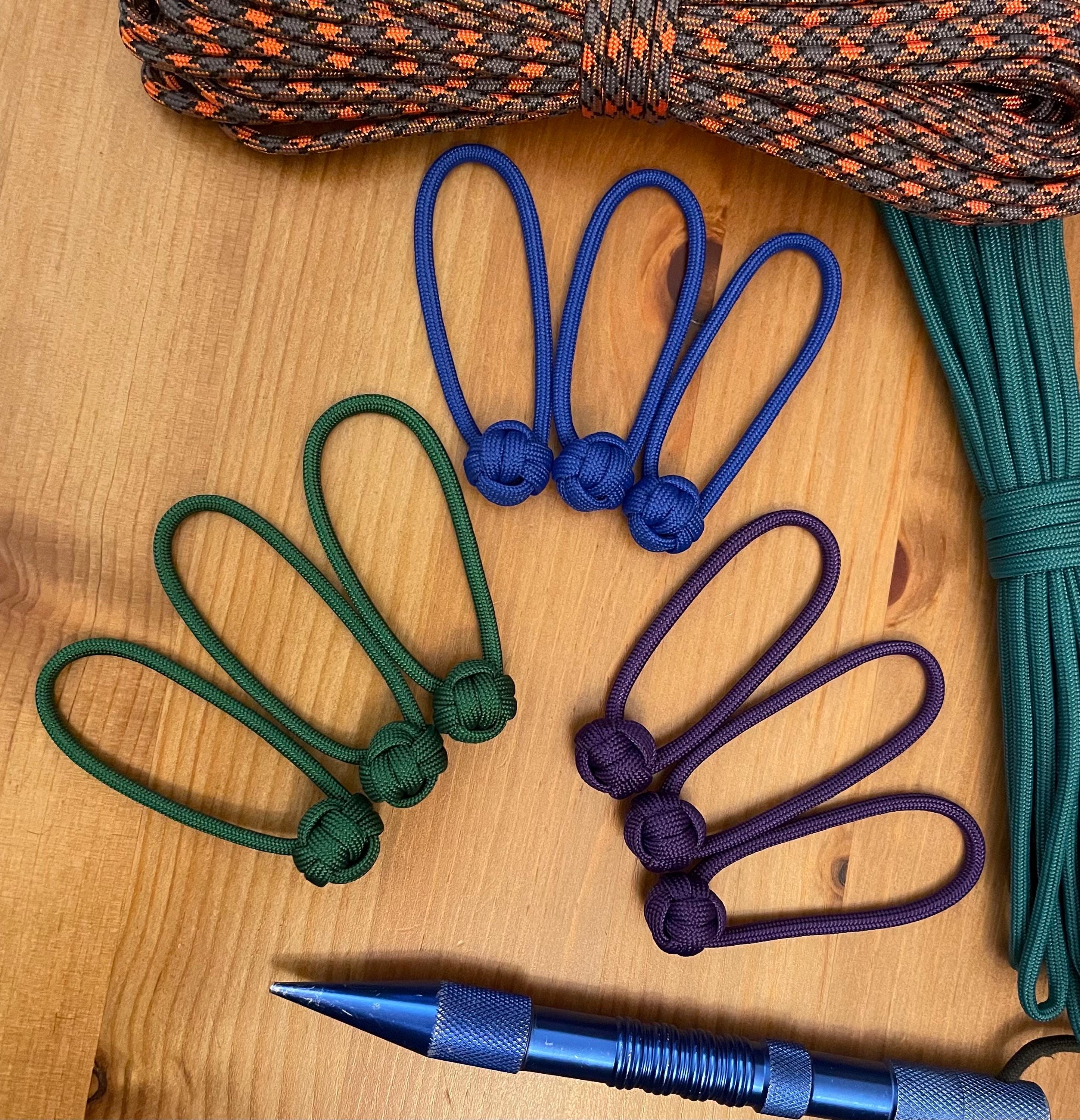 Paracord Zipper Pulls - Blues, Greens, and Purples - Monkey Fist