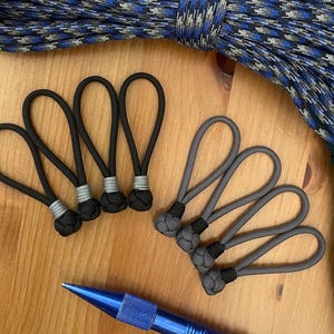 Paracord Zipper Pulls - Assorted Colors - Diamond Knot with Wrap - Pack of 4