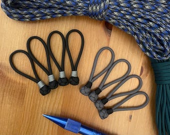 Paracord Zipper Pulls - Assorted Colors - Diamond Knot with Wrap - Pack of 4