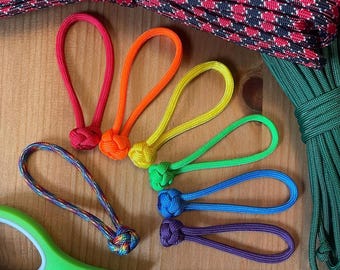 Paracord Zipper Pulls - Rainbow Pack - Diamond Knot - Pack of 7
