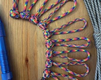 Paracord Zipper Pull Diamond Knot | Pack of Ten | Rainbow Pattern | handmade tab pull for bags, jackets, or luggage.