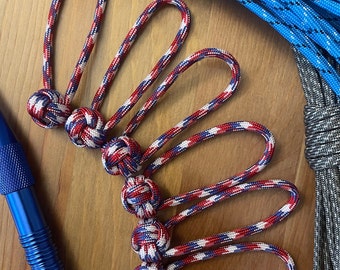 Monkey Fist Paracord Zipper Pulls Mini Knot | Red, White, and Blue pattern | Set of Six | Custom handmade tab pull for zipper