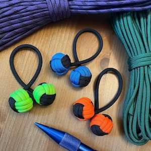 Monkey Fist Paracord Begleri | Black and Neon Color Pattern | Custom Handmade | Skill toy or fidget toy