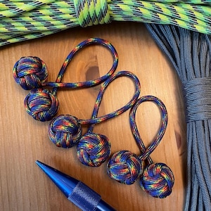 Monkey Fist Paracord Begleri | Rainbow Color Pattern | Custom Handmade | Skill toy or fidget toy