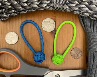 Paracord Zipper Pulls - Neon Colors - Monkey Fist Mini Knot - Pack