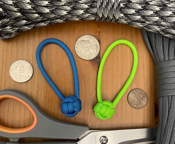 Paracord Zipper Pulls - Neon Colors - Monkey Fist Mini Knot - Pack