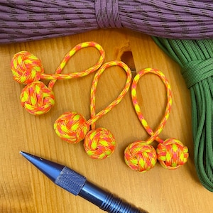 Monkey Fist Paracord Begleri | Multi Neon Color Patterns | Handmade | Skill Toy, Desk Toy, or Fidget Toy